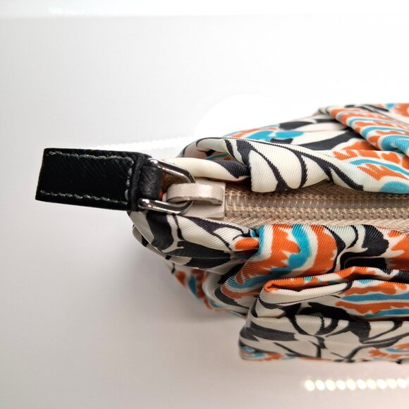 Vintage Prada Mini Wristlet Handbag Clutch White, Orange, Blue, Tropical Floral - Picture 9 of 14